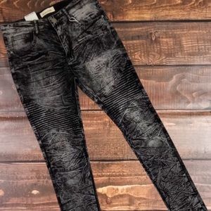 Men denim skinny biker jeans